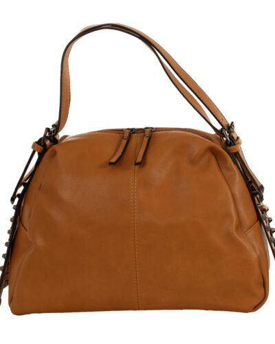Angelica Shoulder Bag with studs in Tan