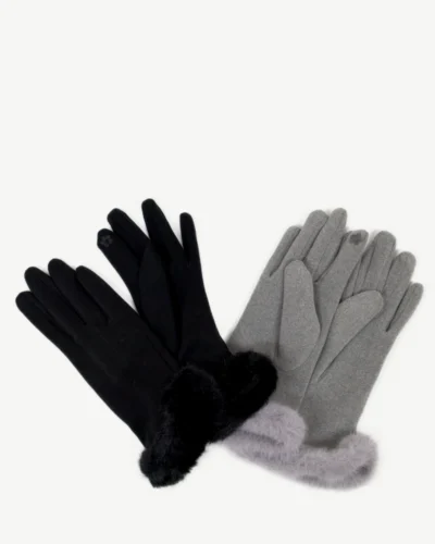 Fur Cuff Gloves Pack Of 2