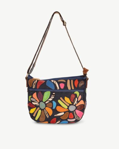 Botanica Denim/Leather Cross Body Bag Navy