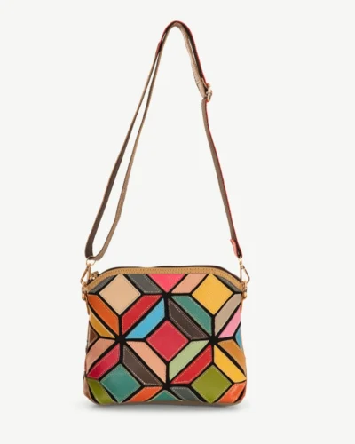 Geometric Leather Cross Body Bag