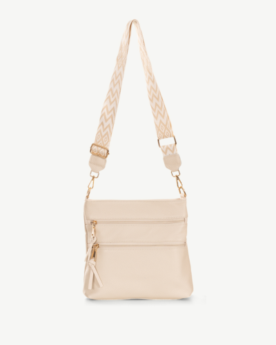 Bluebelle Leather Cross Body Bag Off White
