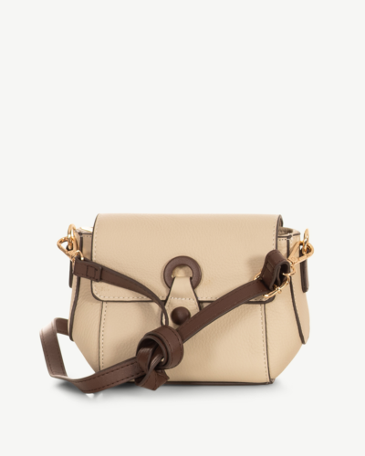 Beetle Leather Cross Body Bag Off White